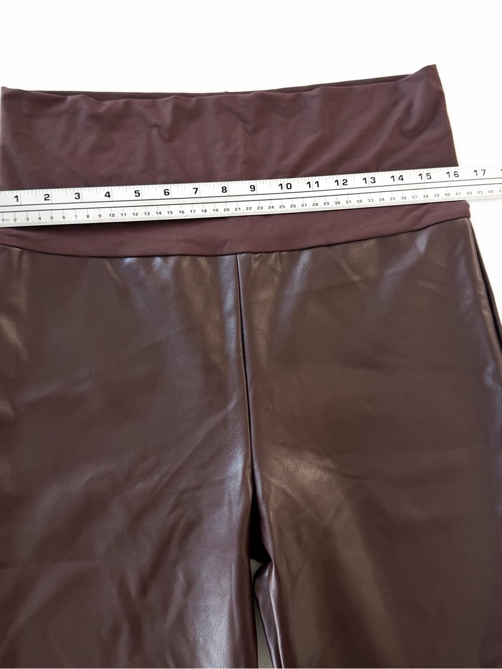 Hatch Maternity Pants Womens Medium Brown Vegan Faux Leather Crop Flare Stretch - Picture 7 of 10